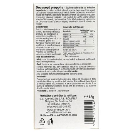 Decasept propolis, 24 comprimate, Amniocen 697705