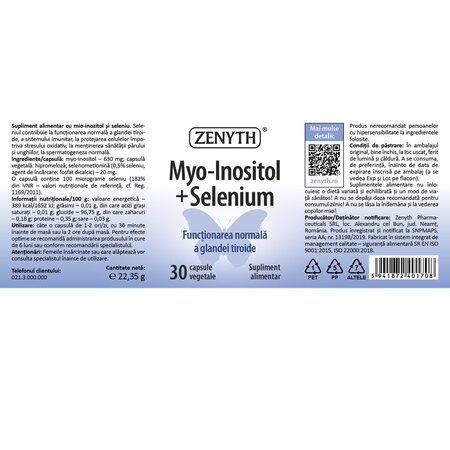 Myo-Inositol + Selenium, 30 capsule vegetale, Zenyth 701783
