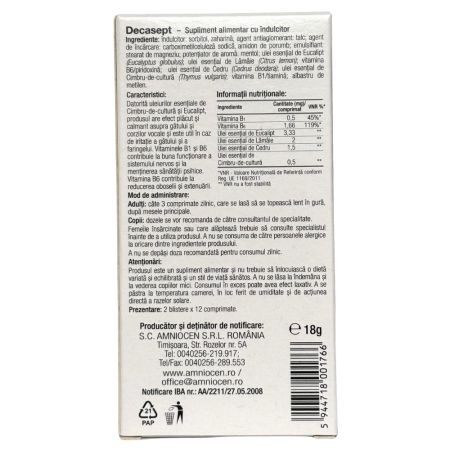 Decasept, 24 comprimate, Amniocen 697756
