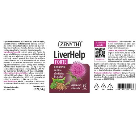 LiverHelp Forte, 700 mg, 30 capsule, Zenyth 701497