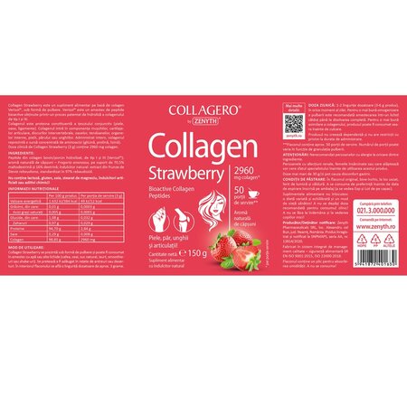 Collagen cu aroma de capsuni Collagero, 150 g, Zenyth 700608