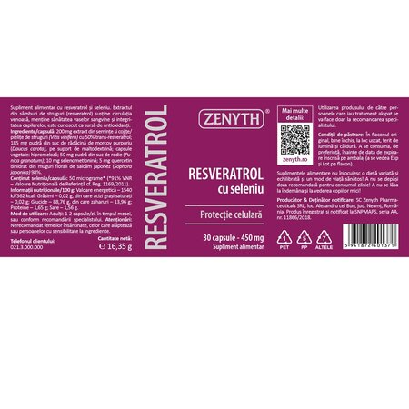 Pachet Resveratrol cu seleniu, 30+30 capsule, Zenyth 702074
