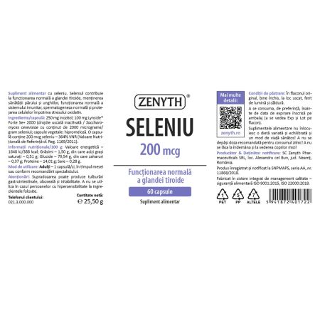 Seleniu, 200 mcg, 60 capsule, Zenyth 702223