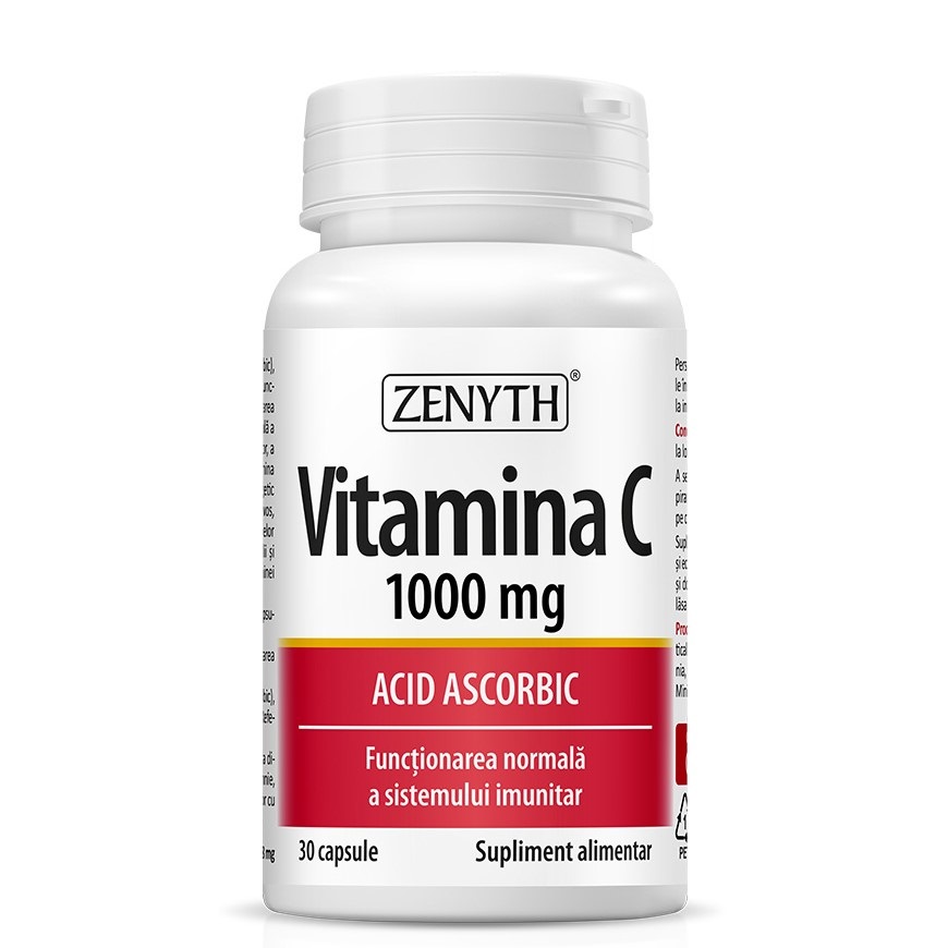 Vitamina C Acid Ascorbic, 1000 mg, 30 capsule, Zenyth