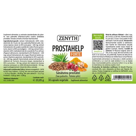 Prostahelp Forte, 30 capsule vegetale, Zenyth 701945