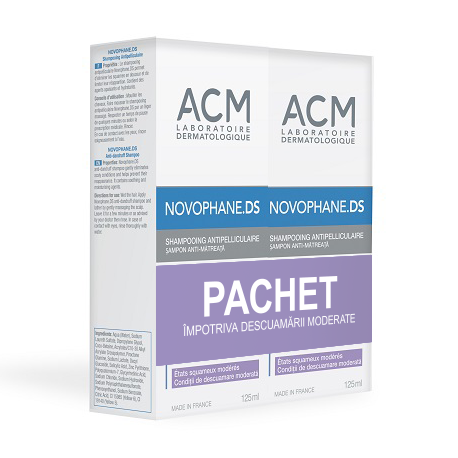 Pachet sampon antimatreata Novophane DS, 125 ml + 125ml, Acm