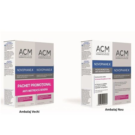 Pachet sampon antimatreata Novophane K, 125 ml + 125ml, Acm 685239