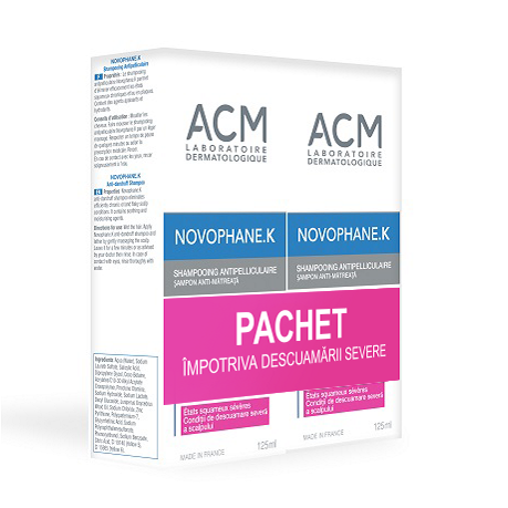 Pachet sampon antimatreata Novophane K, 125 ml + 125ml, Acm