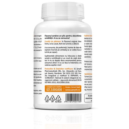 Curcumin si Piperine, 60 capsule, Zenyth 700455