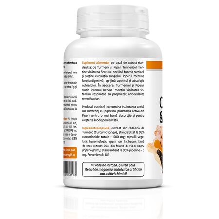 Curcumin si Piperine, 60 capsule, Zenyth 700453