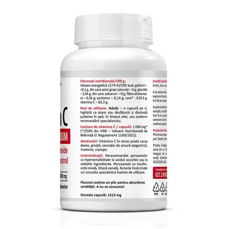 Vitamina C Premium, 1000 mg, 60 capsule, Zenyth 619434