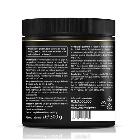 Collagen Formula cu aroma de ciocolata Ultra-Complex 9-in-1 Beauty Help, 300 g, Zenyth 619514