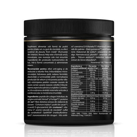 Collagen Formula cu aroma de ciocolata Ultra-Complex 9-in-1 Beauty Help, 300 g, Zenyth 619513
