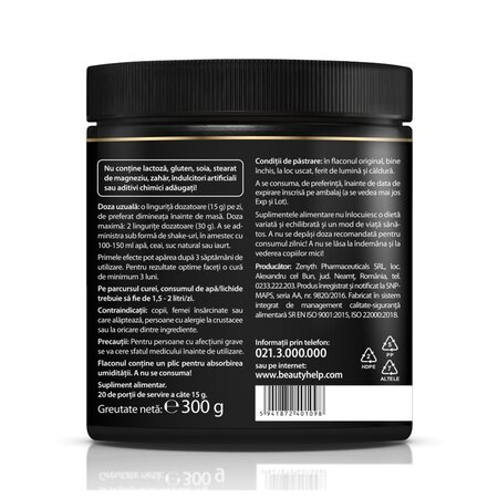 Ultra-Complex 9-in-1 Collagen Formula cu aroma de capsuni Beauty Help, 300 g, Zenyth 619510