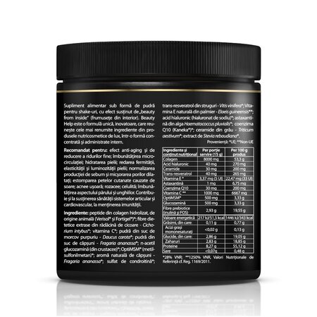 Ultra-Complex 9-in-1 Collagen Formula cu aroma de capsuni Beauty Help, 300 g, Zenyth 619509