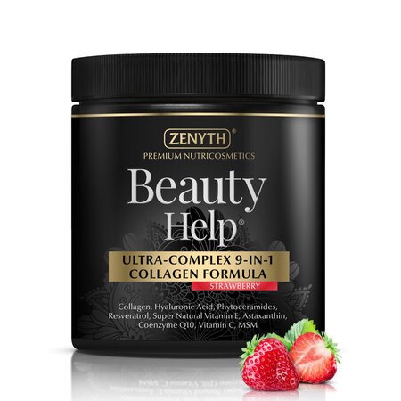 Beauty Help Ultra-Complex 9-in-1 Collagen Formula cu aroma de capsuni, 300 g, Zenyth