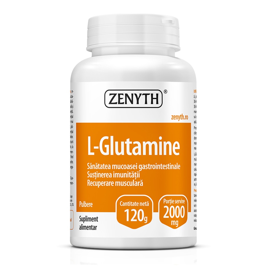 L-glutamina pulbere, 120 g, Zenyth