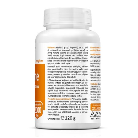 L-glutamina pulbere, 120 g, Zenyth 619528