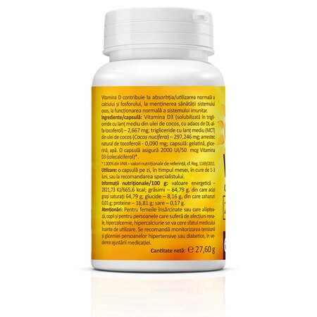 Super vitamina D3, 2.000UI, 60 capsule moi, Zenyth 702388
