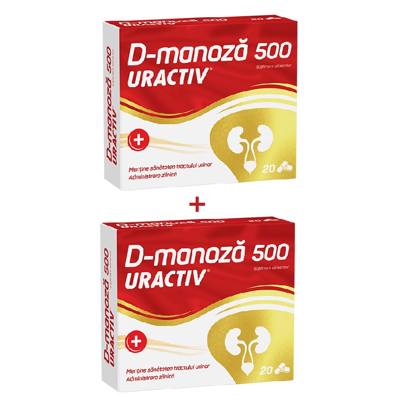 Pachet Uractiv D-manoza 500mg, 20 + 20 capsule, Terapia