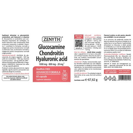 Glucosamine, Chondroitin, Hyaluronic Acid, 60 capsule, Zenyth 701341