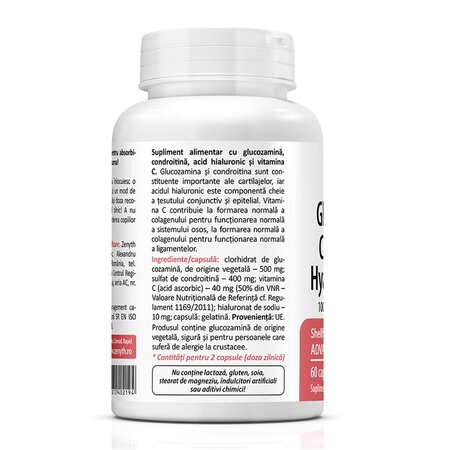 Glucosamine, Chondroitin, Hyaluronic Acid, 60 capsule, Zenyth 619194