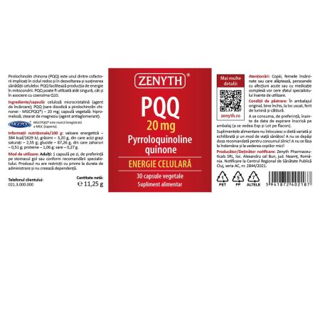 PQQ, 20 mg, 30 capsule, Zenyth 701398