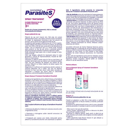 Spray tratament impotriva paduchilor Parasites Santaderm, 100 ml, Viva Pharma 741509