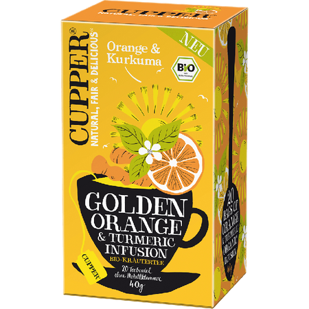 Ceai eco infuzie de portocale si turmeric, 20 plicuri, Cupper