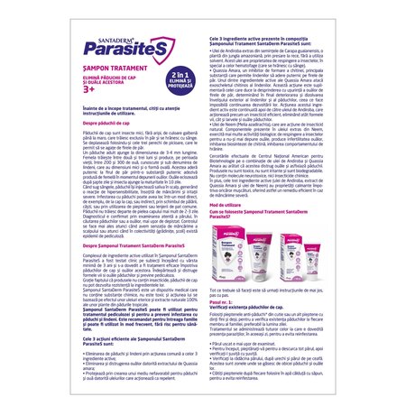 Sampon tratament impotriva paduchilor Parasites Santaderm, 50 ml, Viva Pharma 741323