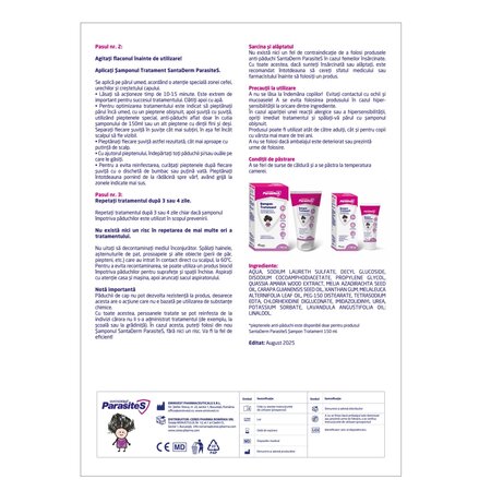 Sampon tratament impotriva paduchilor Parasites Santaderm, 50 ml, Viva Pharma 741324