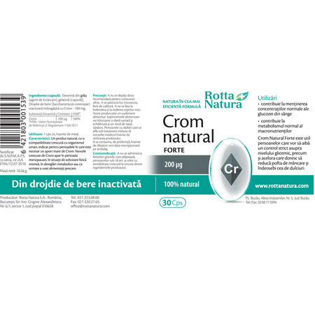 Crom natural forte, 200 mcg, 30 capsule, Rotta Natura 598134