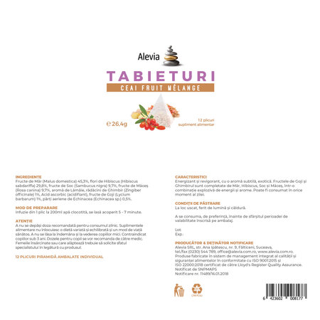 Ceai Fruit Melange Tabieturi, 12 plicuri, Alevia 619086