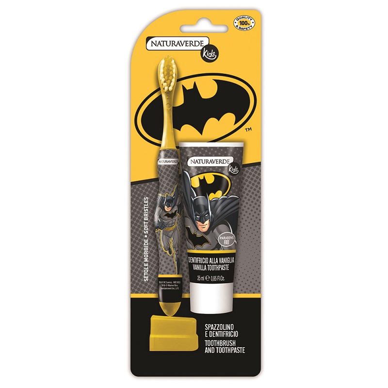 Set pasta de dinti, 25 ml + Periuta Batman, Naturaverde