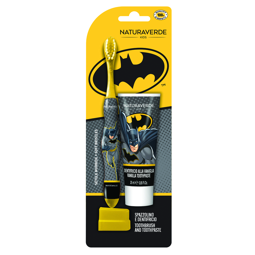 Set pasta de dinti, 25 ml + Periuta Batman, Naturaverde