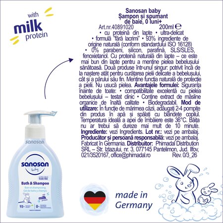Spumant si sampon pentru copii, 200 ml, Sanosan 737554