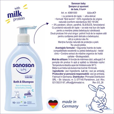Spumant si sampon pentru copii, 500 ml, Sanosan 737551