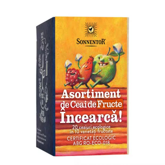 Asortiment de ceai de fructe bio Incearca, 20 plicuri, Sonnentor