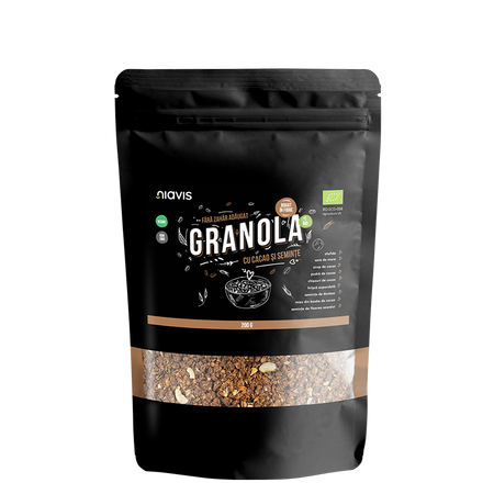 Granola Eco cu cacao si seminte, 200 g, Niavis