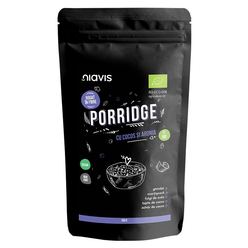 Porridge Bio cu cocos si aronia, 150 g, Niavis