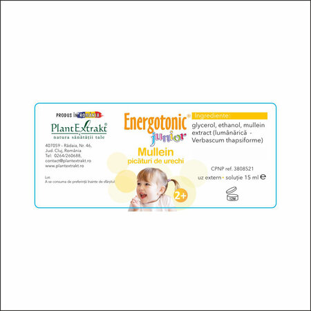 Picaturi de urechi Energotonic Junior Mullein, 15 ml, Plant Extrakt 732640
