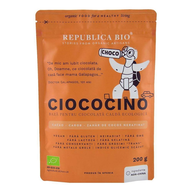 Baza Eco pentru ciocolata calda fara gluten Ciococino, 200 g, Republica Bio