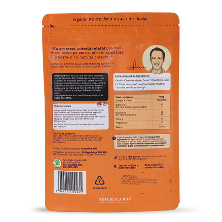 Baza Eco pentru ciocolata calda fara gluten Ciococino, 200 g, Republica Bio 701928