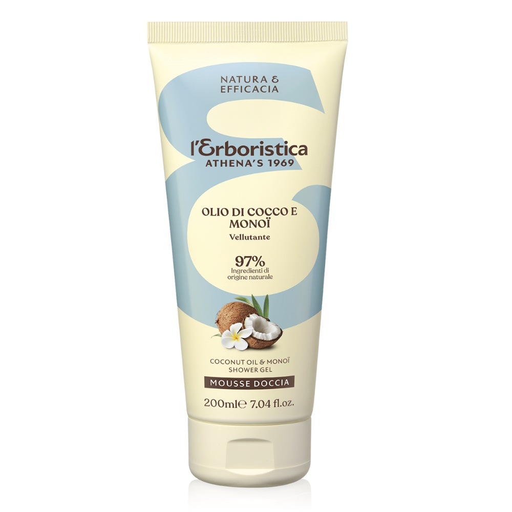 Gel de dus cu ulei de cocos si monoi, 200 ml, L'Erboristica