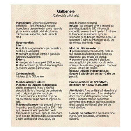 Ceai de galbenele, 50 g, Dacia Plant 736806