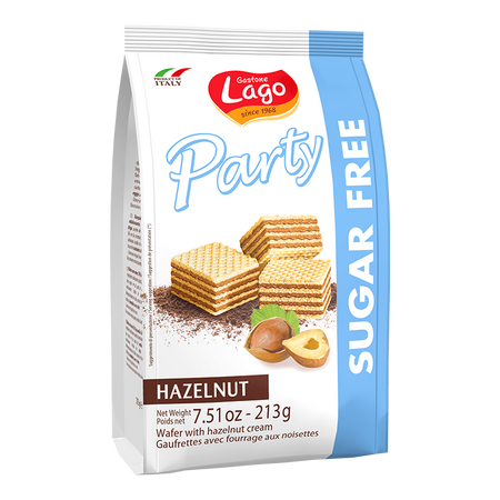 Napolitane crema de alune fara zahar, 213g, Lago