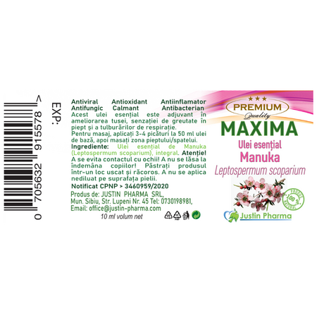 Ulei esential de Manuka, 10 ml, Justin Pharma 725202