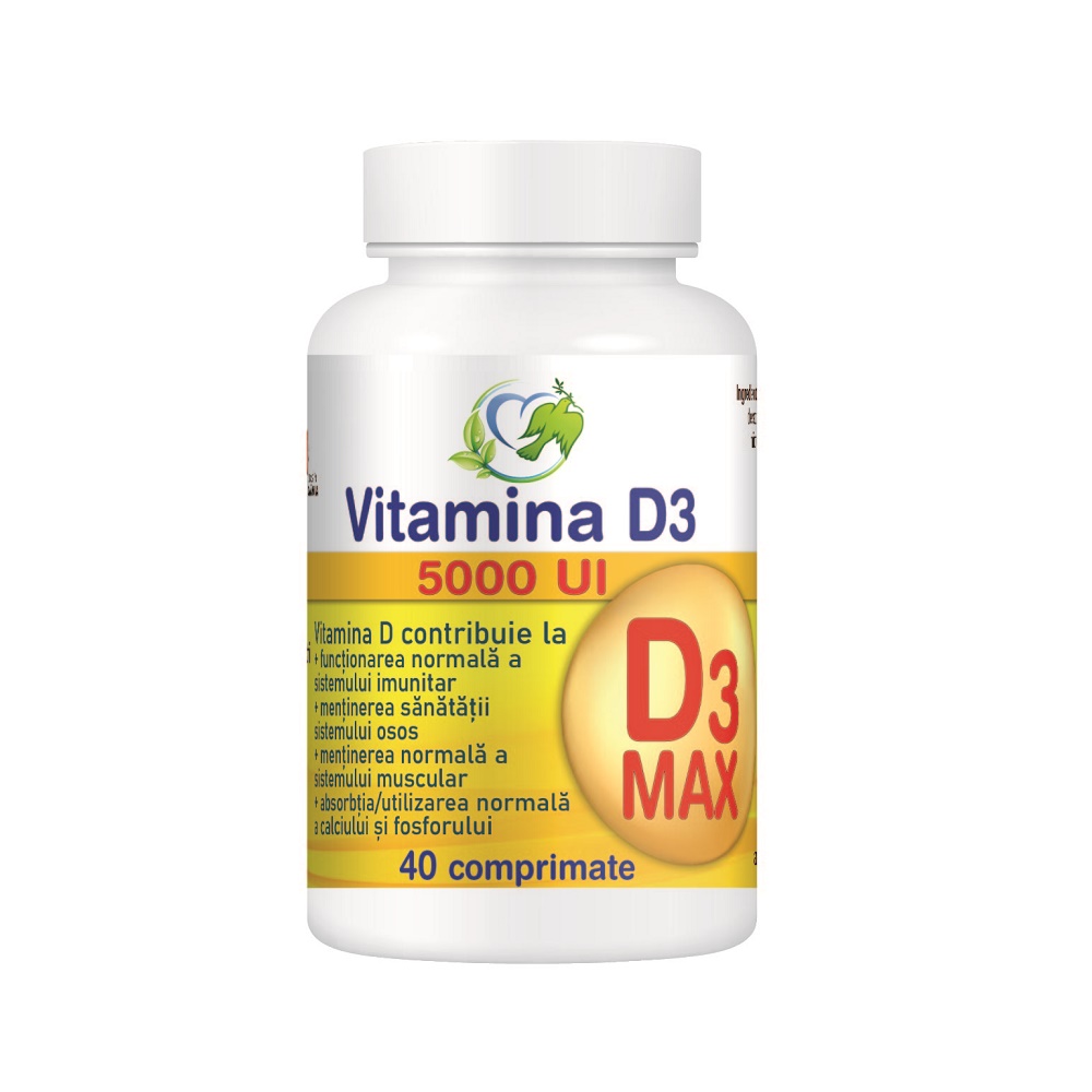 Vitamina D3 5000 UI, 40 comprimate, Justin Pharma