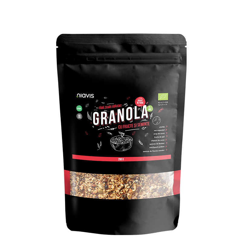 Granola Bio cu fructe si seminte, 200 g, Niavis