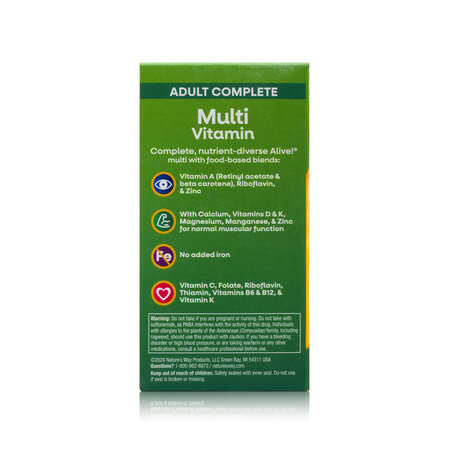 Multivitamine fara fier adaugat Alive Nature's Way, 30 tablete, Secom 727727